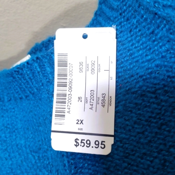 NWT CJ Banks Blouse Teal Green Long Sleeve Pullover Women's Size 2X - Picture 13 of 17